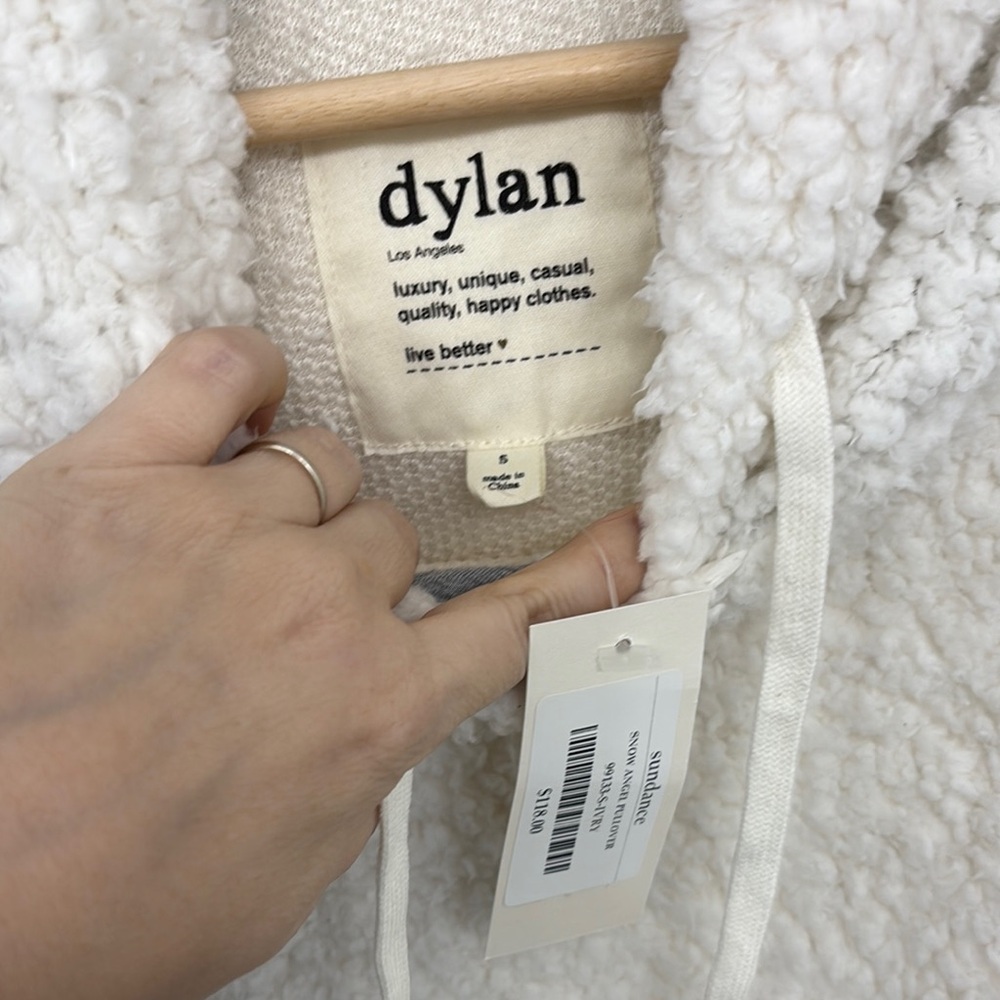 NWT Dylan Snow Angel Cozy Ivory Sherpa Pullover Hoodie - Picture 3 of 7